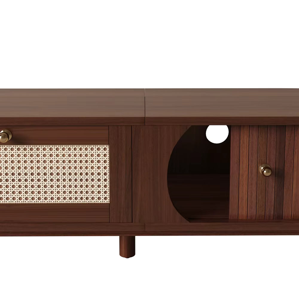 Meuble TV Design Vintage en Bois Noyer