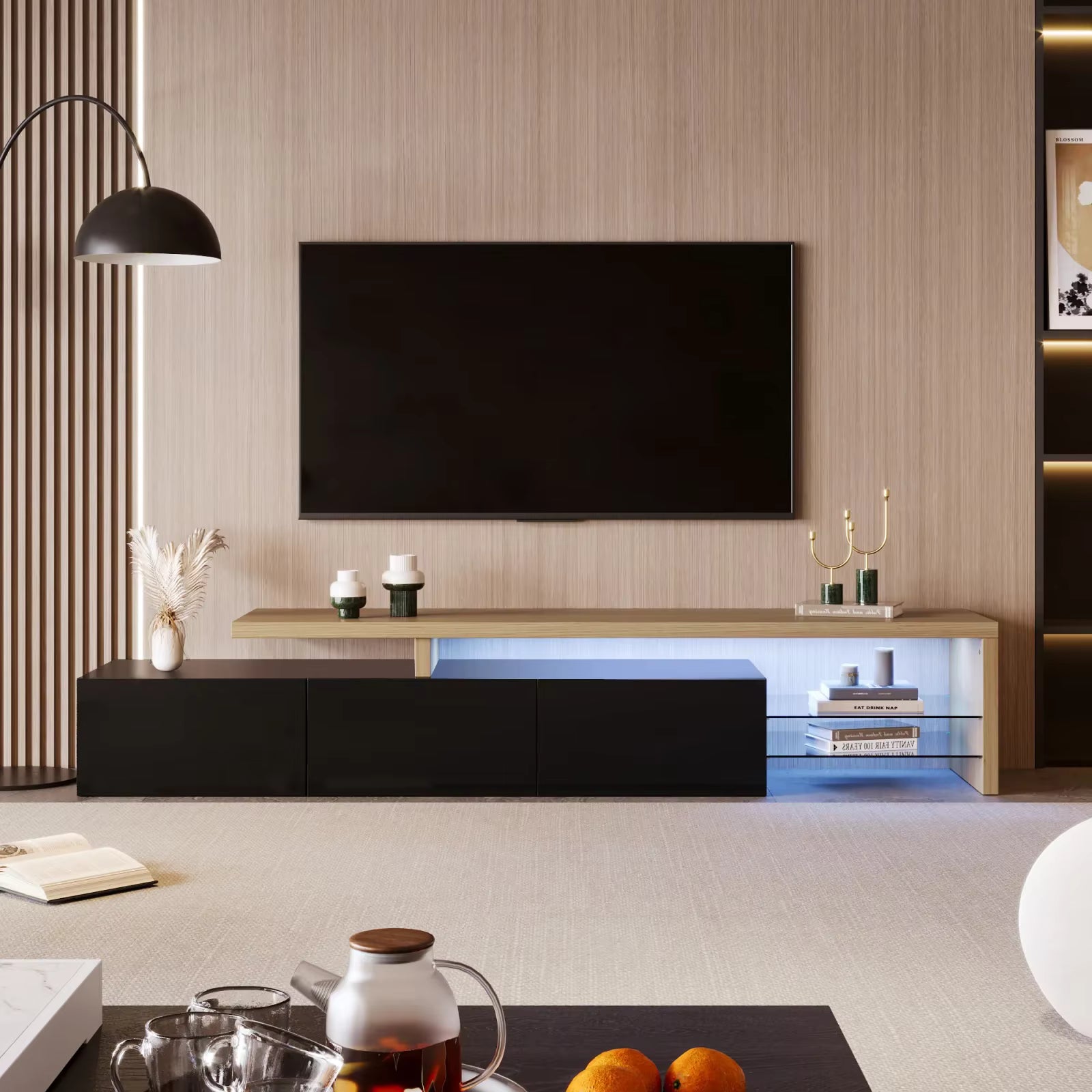 Meuble TV Design Moderne avec Éclairage LED