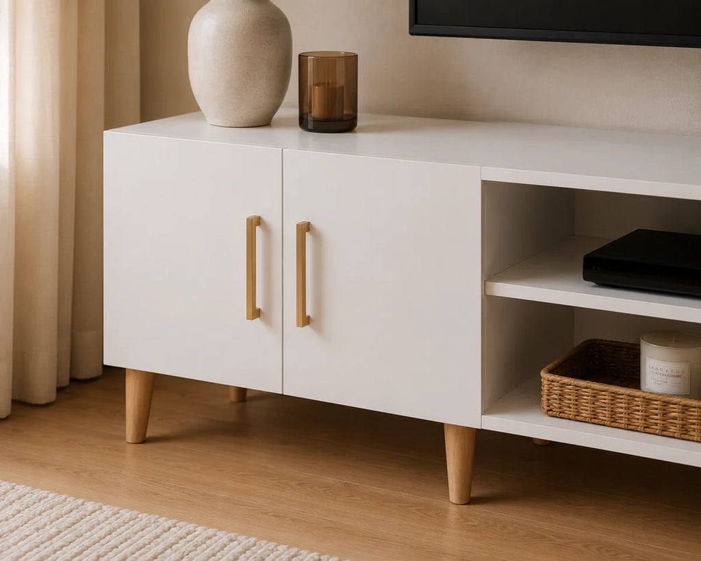 Meuble TV Blanc et Or / Alphonse