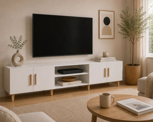 Meuble TV Blanc et Or / Alphonse