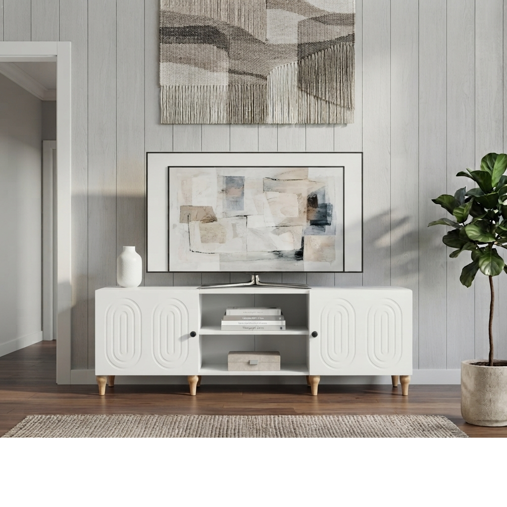 Meuble TV Blanc Minimaliste / Louis