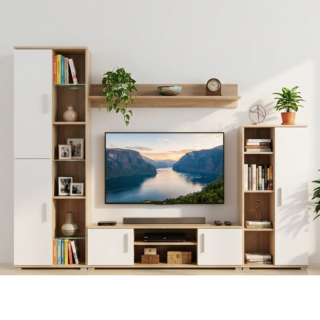 Meuble TV Blanc Mural / Augustin