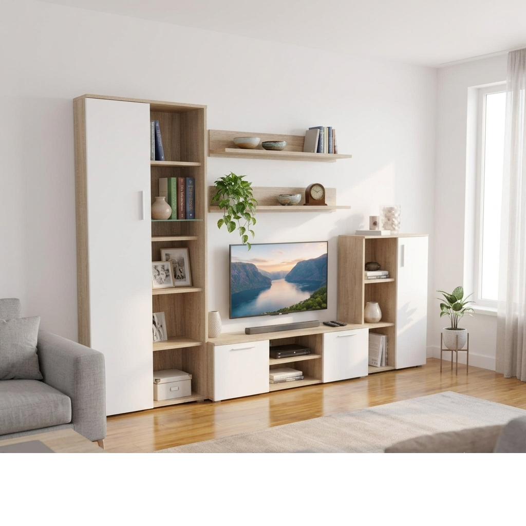 Meuble TV Blanc Mural / Augustin