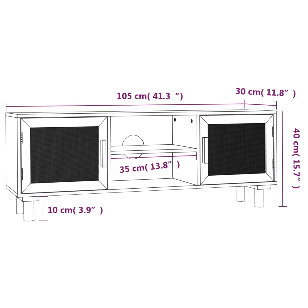 Meuble TV Blanc et Rotin / Clovis