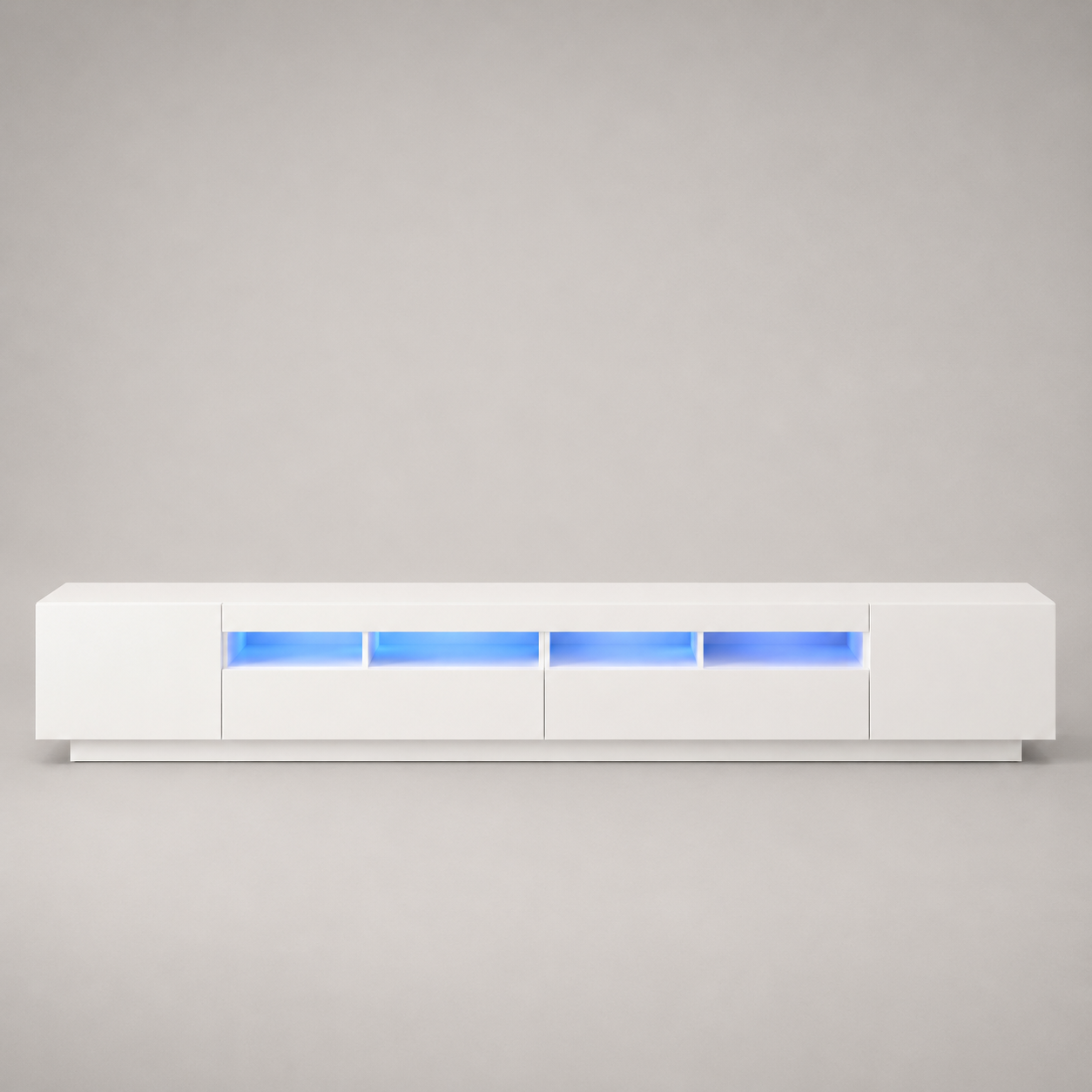 Meuble TV Bois Blanc avec LED 260 cm