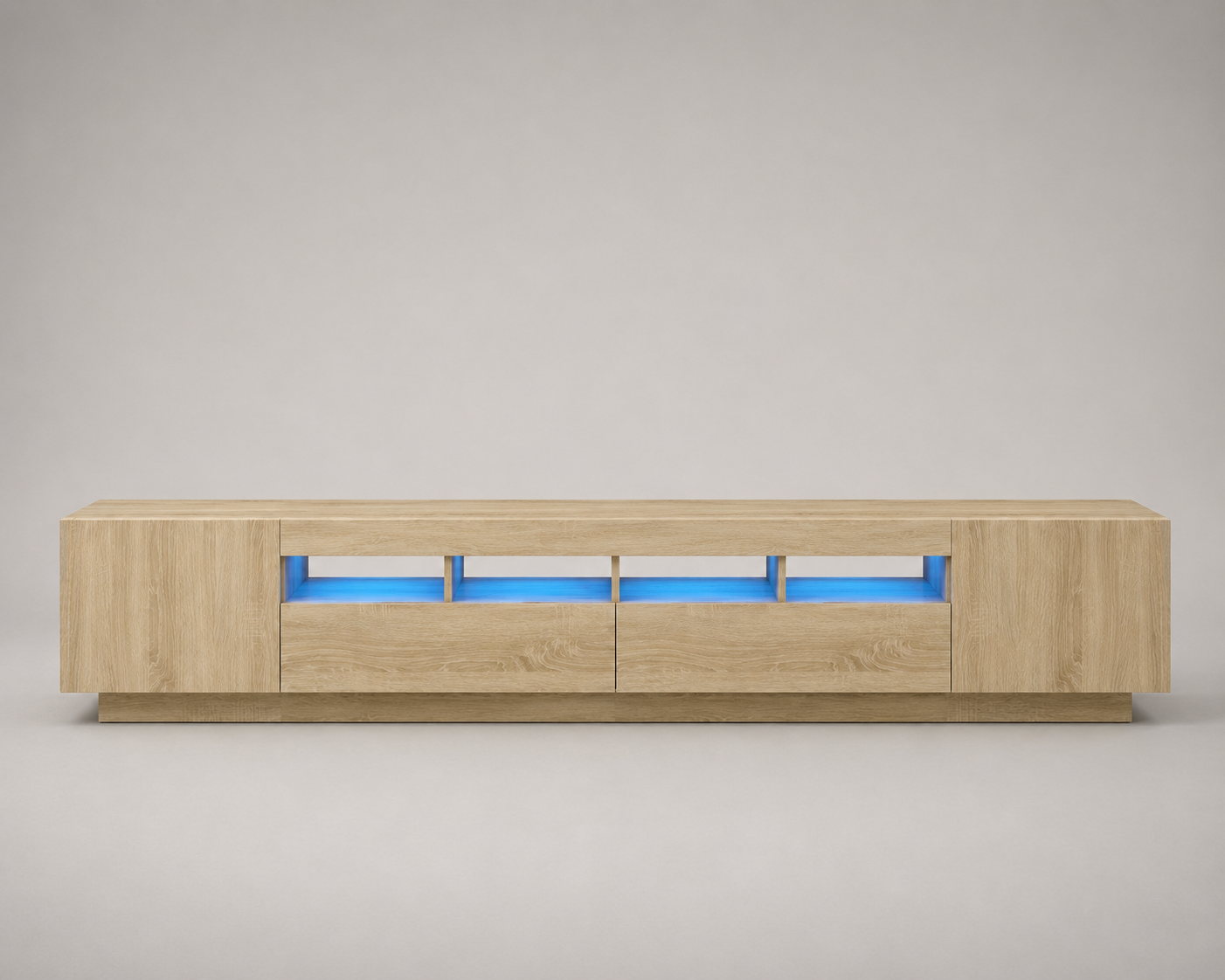 Meuble TV Bois Blanc avec LED 260 cm