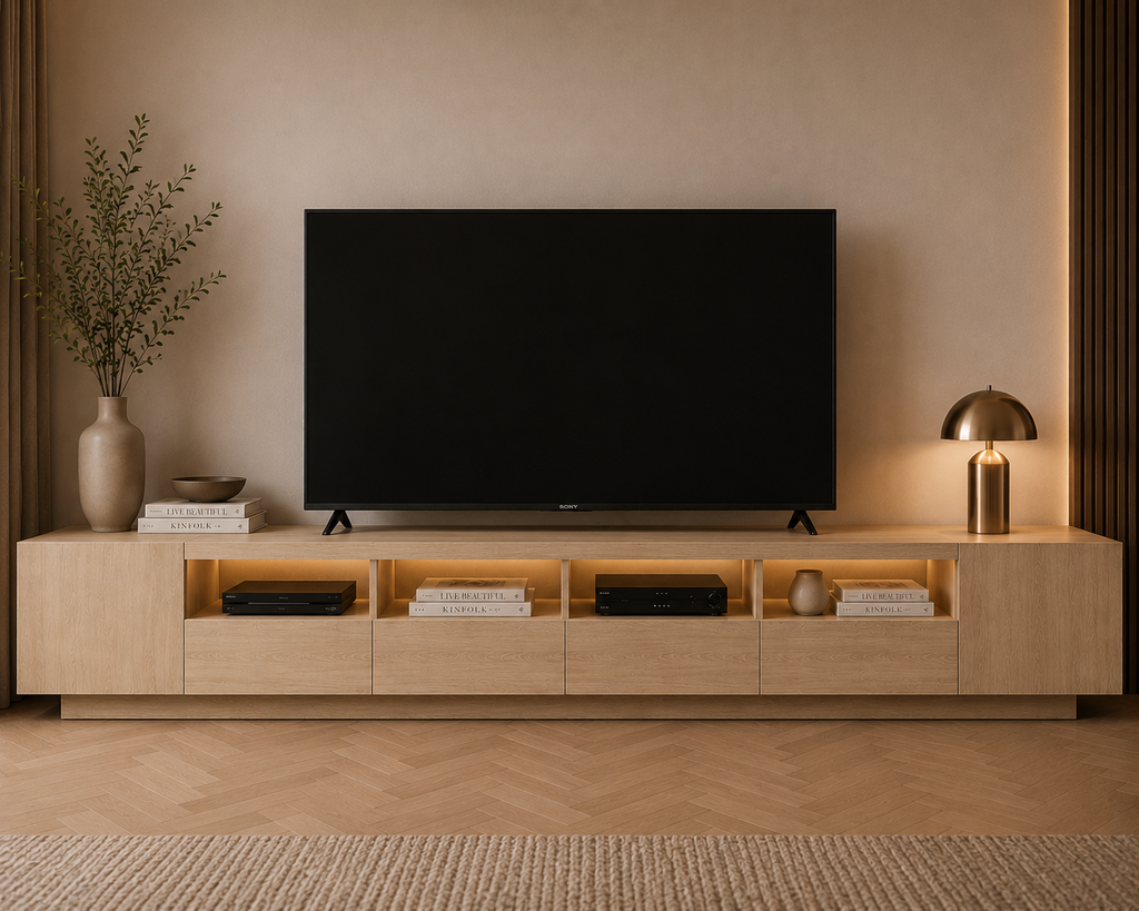 Meuble TV Blanc avec LED / Marie