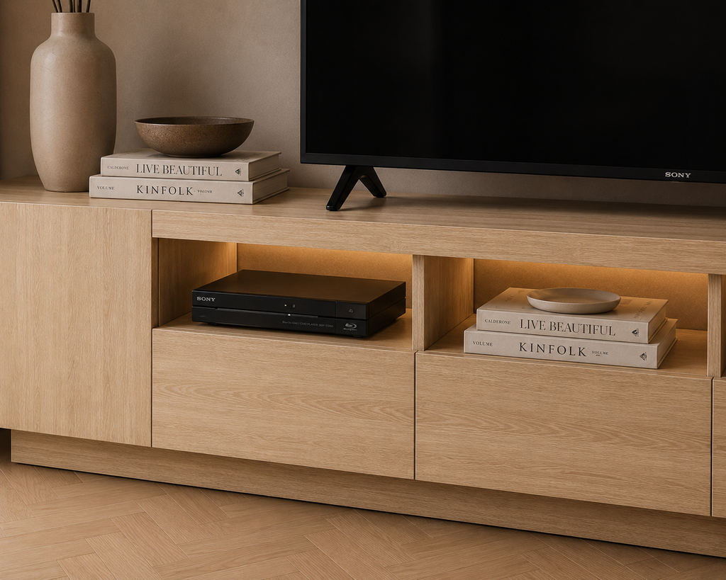 Meuble TV Bois Blanc avec LED 260 cm