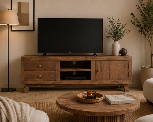 Meuble TV Bois de Manguier Vintage 110 cm