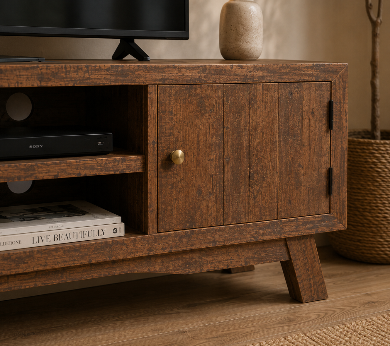 Meuble TV Bois de Manguier Vintage 110 cm