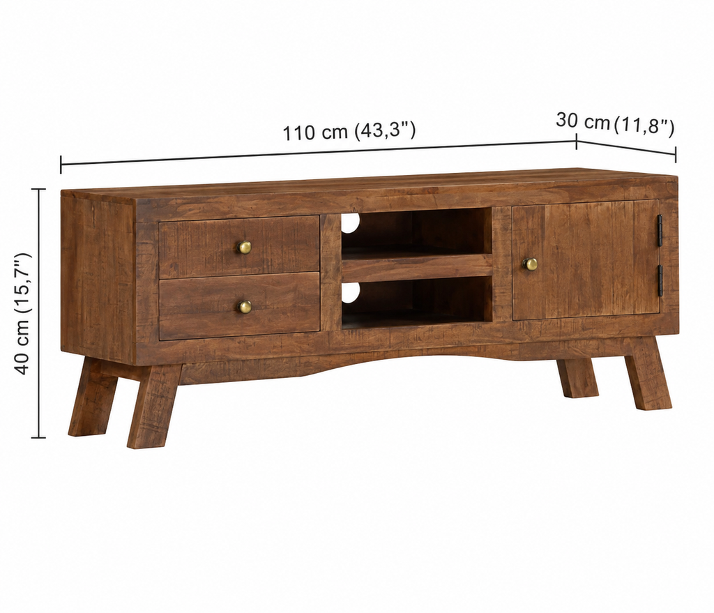 Meuble TV Bois de Manguier Vintage 110 cm