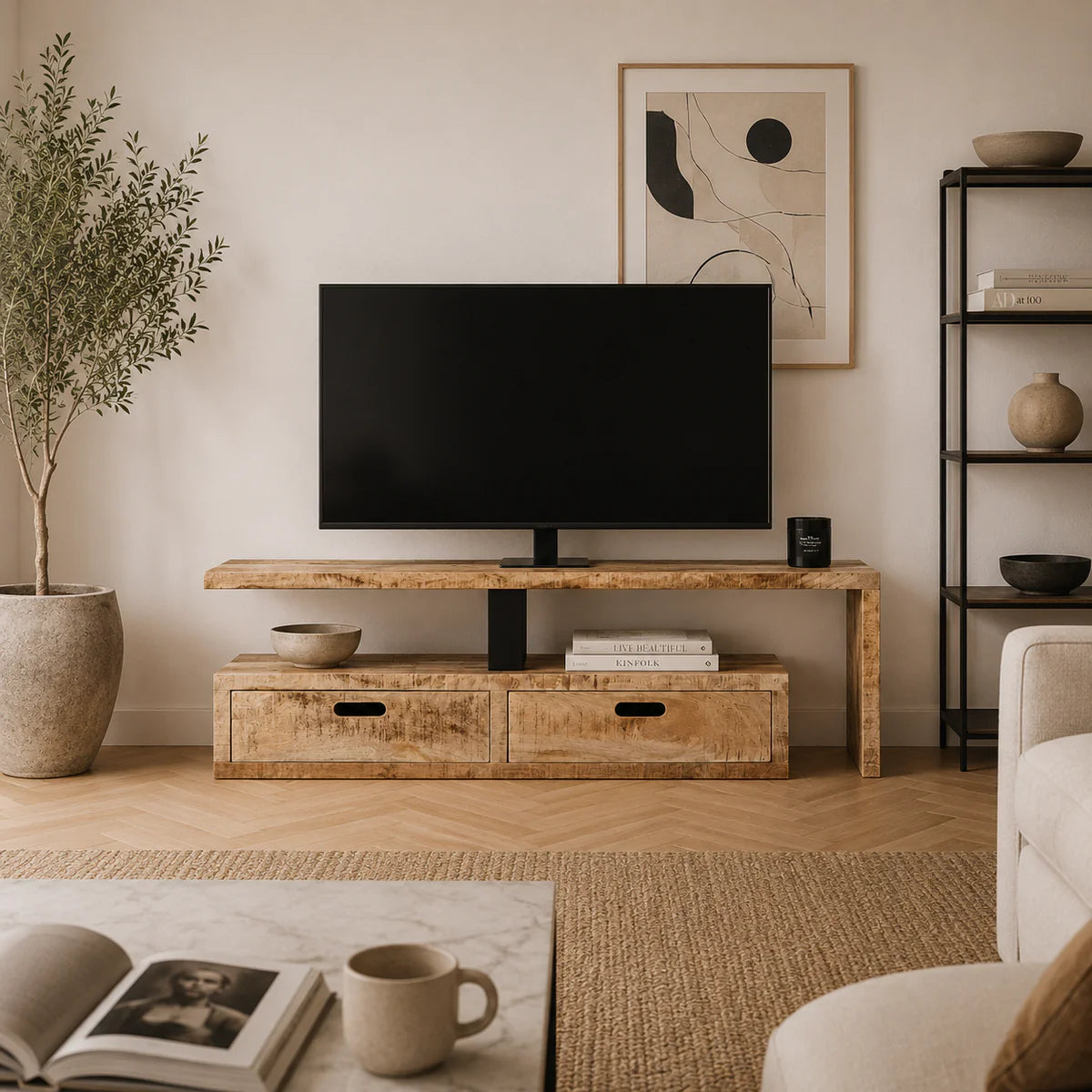 Meuble TV Bois Massif Modulable / Éléonore