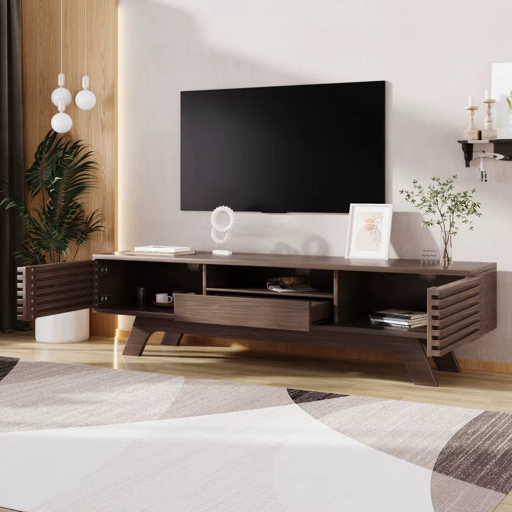 Meuble TV Design Vintage en Bois Noyer